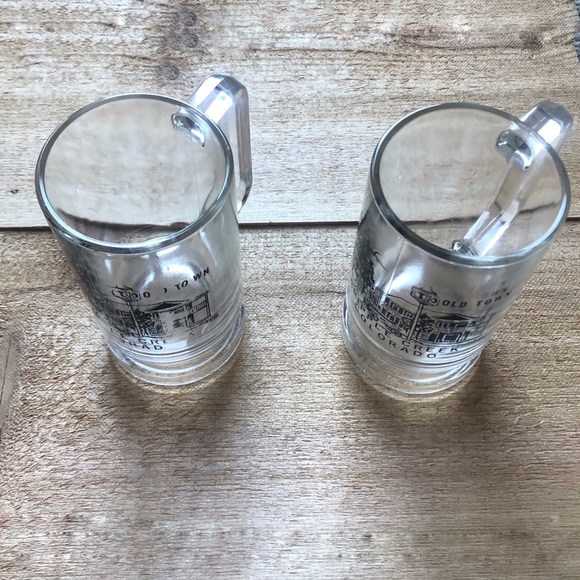 Rare Pair of Cripple Creek Colorado Glass Beer Mugs with Black Etch of Old Town - Picture 3 of 9